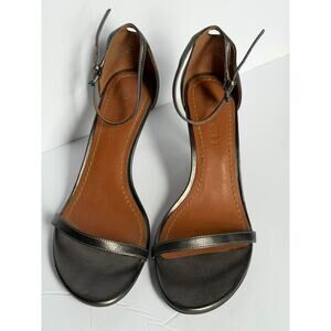 Coach Gunmetal Metallic Leather Kitten Heel Sandals Size 6.5